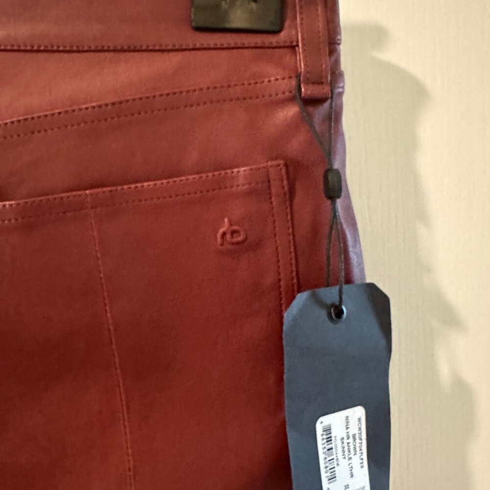 Rag n Bone Leather Pants Reddish-Brown size 32 - Picture 3 of 11